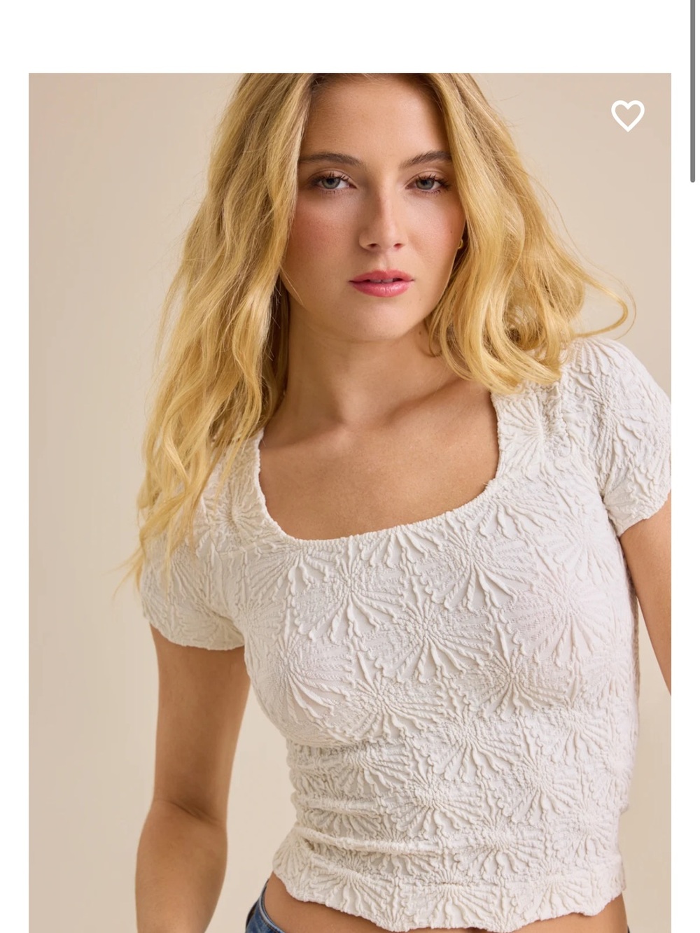 Textured White Floral Women's Crop Top